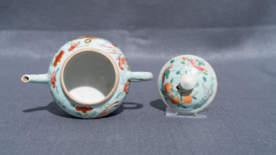 A Chinese turquoise-ground teapot and cover for the Straits or Peranakan market, 19th C.