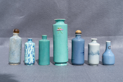 Seven Chinese miniature vases and snuff bottles, 19/20th C.
