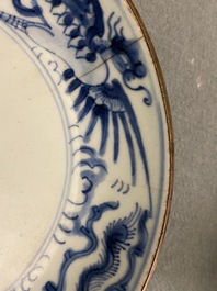 Five Chinese blue and white 'Bleu de Hue' plates for the Vietnamese market, 19th C.