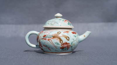A Chinese turquoise-ground teapot and cover for the Straits or Peranakan market, 19th C.