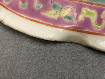 A Chinese famille rose lobed dish on foot for the Straits or Peranakan market, 19th C.