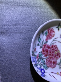 Five Chinese famille rose cups and saucers, Yongzheng/Qianlong