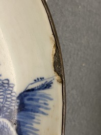 Five Chinese blue and white 'Bleu de Hue' plates for the Vietnamese market, 19th C.