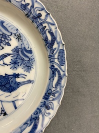 A Chinese blue and white kraak porcelain plate with deer, Wanli