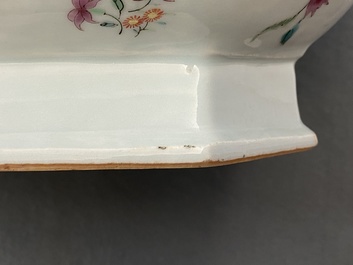 A Chinese famille rose Belgian market 'De Calenberg - De Pascale' armorial tureen, Qianlong, ca. 1755