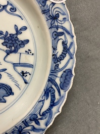 A Chinese blue and white kraak porcelain plate with deer, Wanli