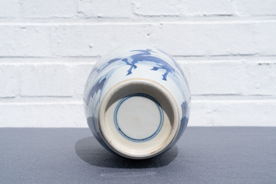 A Chinese blue and white 'deer and crane' vase, Kangxi