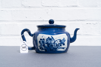 A Chinese powder blue-ground teapot and cover, Kangxi