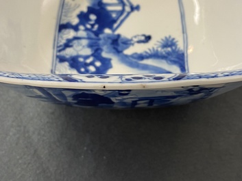 A Chinese blue and white square bowl, Xuande mark, Kangxi