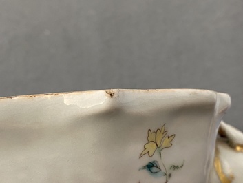 A Chinese famille rose Belgian market 'De Calenberg - De Pascale' armorial tureen, Qianlong, ca. 1755