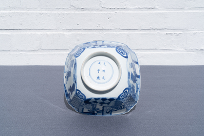 A Chinese blue and white square bowl, Chenghua mark, Kangxi