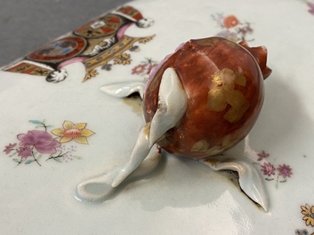 A Chinese famille rose Belgian market 'De Calenberg - De Pascale' armorial tureen, Qianlong, ca. 1755