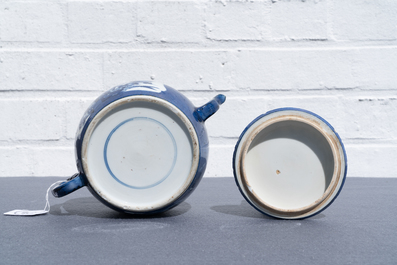 A Chinese powder blue-ground teapot and cover, Kangxi