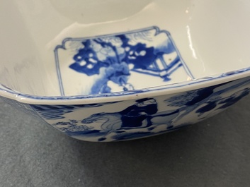 A Chinese blue and white square bowl, Xuande mark, Kangxi