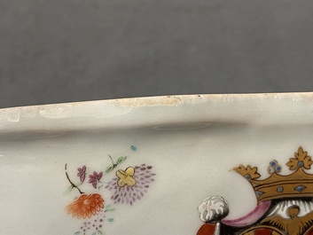 A Chinese famille rose Belgian market 'De Calenberg - De Pascale' armorial tureen, Qianlong, ca. 1755