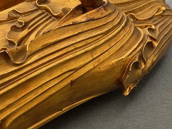Une figure de Bouddha en bois laqu&eacute; et dor&eacute;, Chine, 18/19&egrave;me
