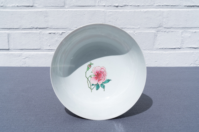 A fine Chinese famille rose ruby ground bowl, Yongzheng