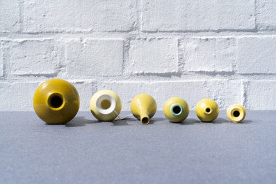 Six Chinese monochrome yellow vases, 19/20th C.