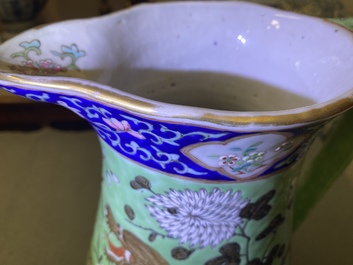 Een grote Chinese famille rose kan en bassin met draken, 19e eeuw