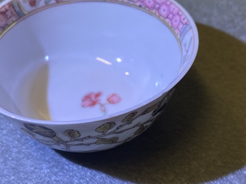Twelve Chinese grisaille cups and eight saucers, Yongzheng/Qianlong