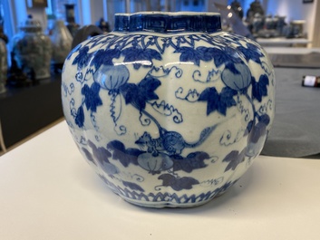 A Chinese blue and white 'squirrel and grapevine' vase, Wanli/Jiajing