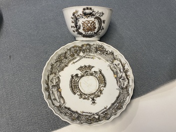 Twelve Chinese grisaille cups and eight saucers, Yongzheng/Qianlong