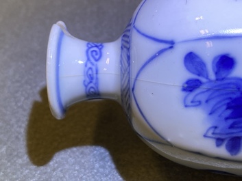 Three Chinese blue and white vases and a dish, Transitional period and Kangxi