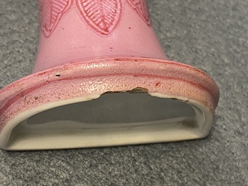 Sept pi&egrave;ces en porcelaine de Chine rose et rouge foie de mulet, Kangxi et apr&egrave;s