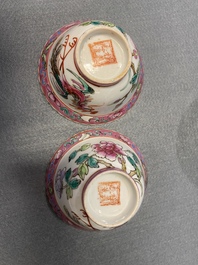 Dix bols et deux soucoupes en porcelaine de Chine famille rose pour le march&eacute; Straits ou Peranakan, 19&egrave;me