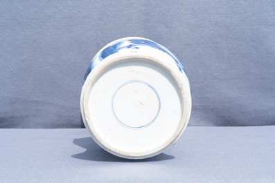 A Chinese blue and white yenyen vase with figures in a landscape, Kangxi