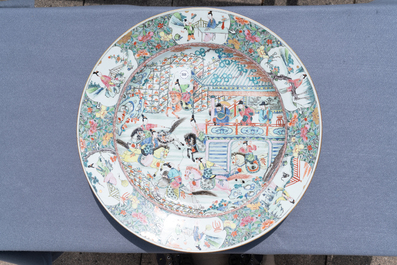A massive Chinese famille rose 'General Yang and Mu Guiying' charger, Yongzheng