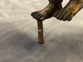 Une grande figure de Kapaladhara Hevajra en bronze dor&eacute; incrust&eacute; de corail, Sino-Tibet, 18/19&egrave;me
