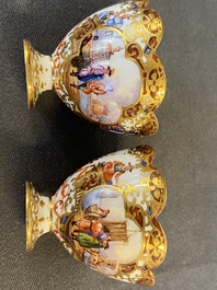A pair of Meissen porcelain 'Kauffahrtei' inkwells and covers, Germany, 18th C.
