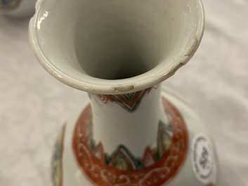 Three Chinese famille verte bottle vases, Kangxi
