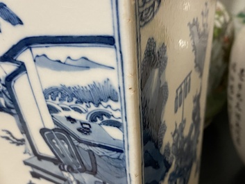 Two Chinese blue and white and qianjiang cai vases, 19/20th C.
