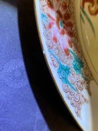 A pair of Chinese famille rose 'rooster' plates, Qianlong
