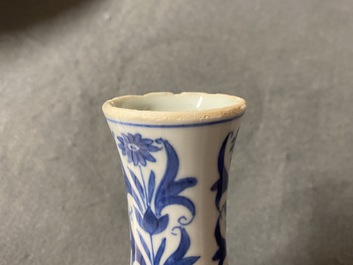 A Chinese blue and white bottle vase with figural medallions, Transitional period