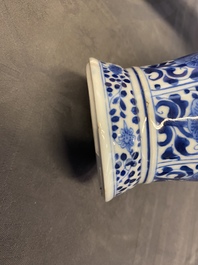 A Chinese blue and white five-piece garniture with floral design, Kangxi