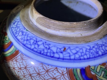 A Chinese wucai vase with fish, Transitional period