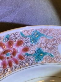 A pair of Chinese famille rose 'rooster' plates, Qianlong