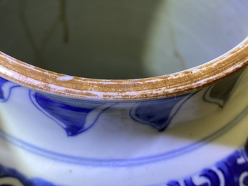 Een Chinese blauw-witte vaas met florale panelen, Kangxi