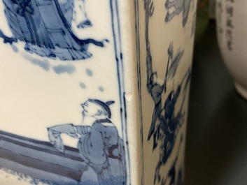 Two Chinese blue and white and qianjiang cai vases, 19/20th C.