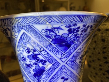 A large Chinese blue and white five-piece garniture, Kangxi