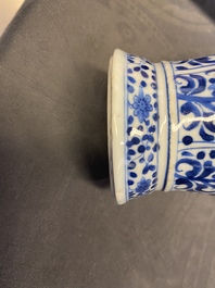 A Chinese blue and white five-piece garniture with floral design, Kangxi