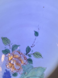A Chinese famille verte relief-decorated bowl, Yongzheng