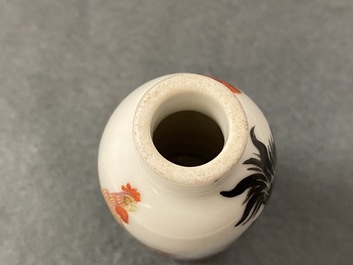 Five Chinese blue and white, iron- and copper-red snuff bottles, 19th C.