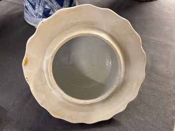 A large Chinese blue and white five-piece garniture, Kangxi