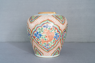 A Chinese wucai vase with fish, Transitional period