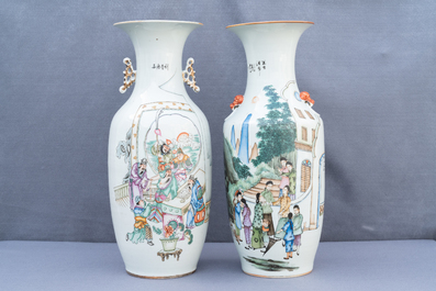 Two Chinese famille rose vases, 19/20th C.