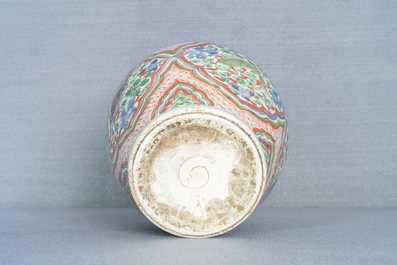 A Chinese wucai vase with fish, Transitional period